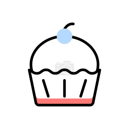 Téléchargez les illustrations : Cupcake modern icon, vector illustration - en licence libre de droit