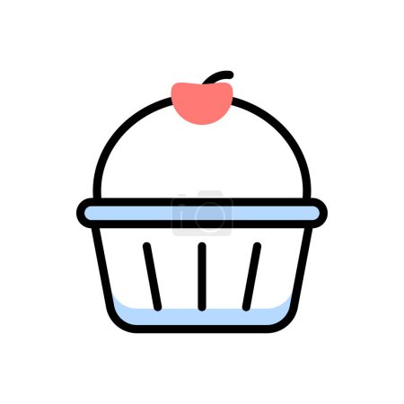 Téléchargez les illustrations : Cupcake modern icon, vector illustration - en licence libre de droit