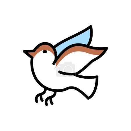 Téléchargez les illustrations : Sparrow  flat icon, vector illustration - en licence libre de droit