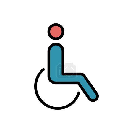 Téléchargez les illustrations : Icône plate en fauteuil roulant, illustration vectorielle - en licence libre de droit