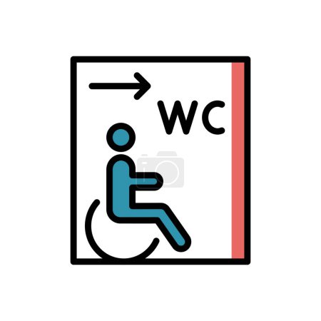 Téléchargez les illustrations : Icône plate en fauteuil roulant, illustration vectorielle - en licence libre de droit