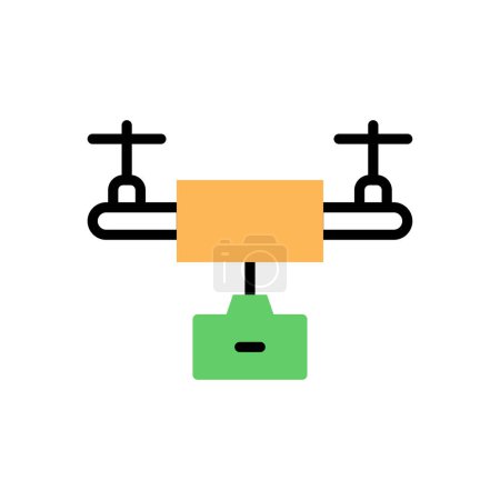 Ilustración de Icono plano de dron, ilustración vectorial - Imagen libre de derechos