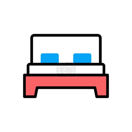 Téléchargez les illustrations : Double bed vector illustration icon background - en licence libre de droit
