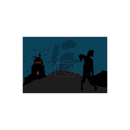 Illustration for The zombie is heading to the zombie castle. - Royalty Free Image