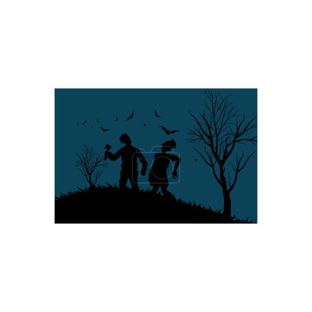 Illustration for Zombies are coming in the night. - Royalty Free Image