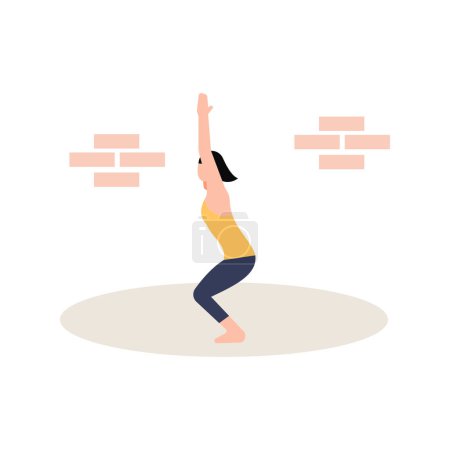 Ilustración de Chica haciendo posiciones de yoga. - Imagen libre de derechos