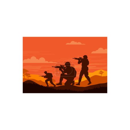 Ilustración de Los soldados atacan con armas.. - Imagen libre de derechos
