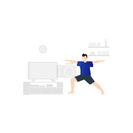 Illustration for The boy is exercising at home. - Royalty Free Image