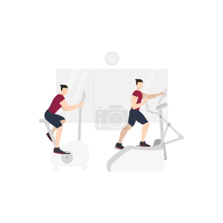 Illustration for Boy exercising on gym equipment. - Royalty Free Image