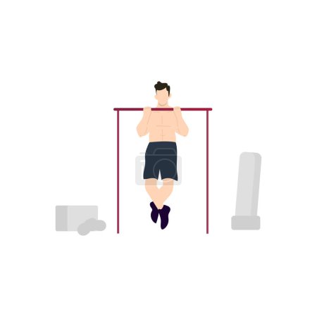 Illustration for The boy is doing stretching exercises. - Royalty Free Image