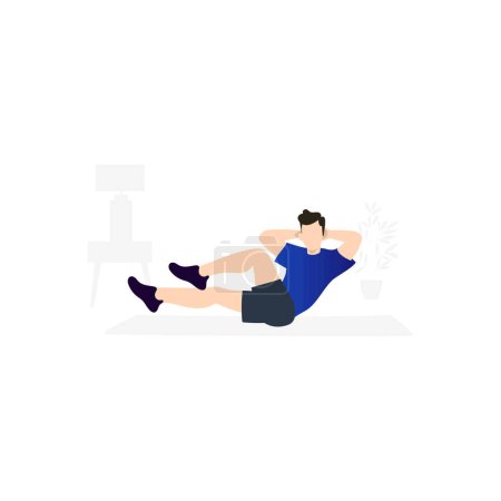 Illustration for Boy doing exercise positions. - Royalty Free Image