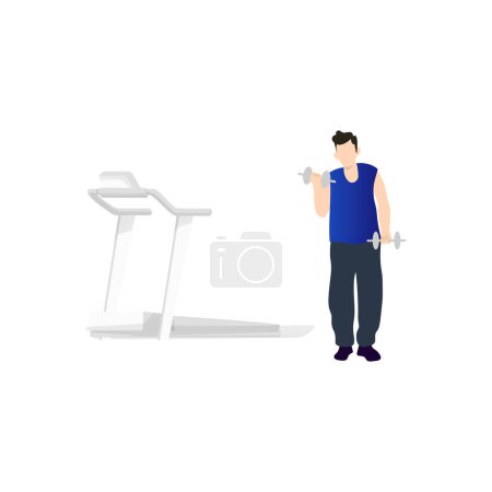 Illustration for Boy exercising with dumbbells. - Royalty Free Image