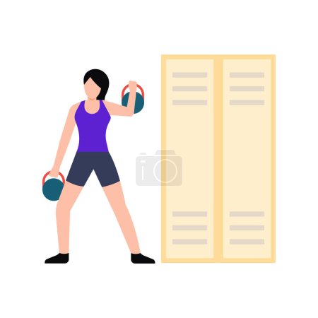 Illustration for The girl is picking up the kettlebell. - Royalty Free Image