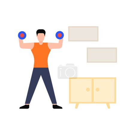 Ilustración de Niño haciendo ejercicio con pesas
. - Imagen libre de derechos