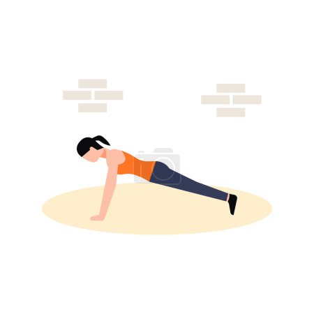 Illustration for The girl is doing push-ups. - Royalty Free Image
