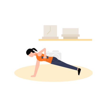 Illustration for Girl doing push-ups with one hand. - Royalty Free Image
