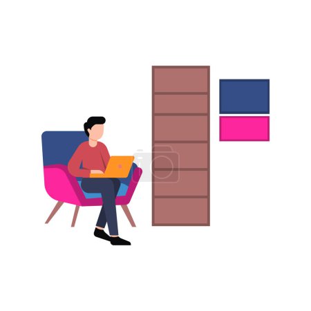 Illustration for Boy working online at home. - Royalty Free Image