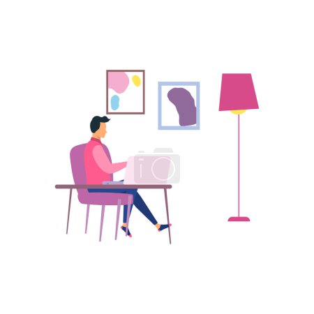 Illustration for The boy is sitting on the chair. - Royalty Free Image