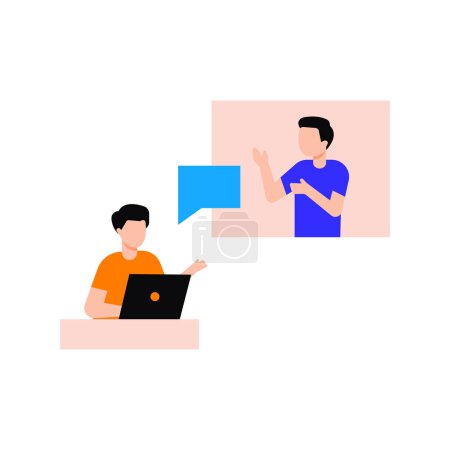 Illustration for Boys are chatting on laptop online. - Royalty Free Image