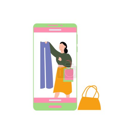 Illustration for The girl is shopping online. - Royalty Free Image