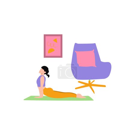 Illustration for The girl is doing workout at home. - Royalty Free Image
