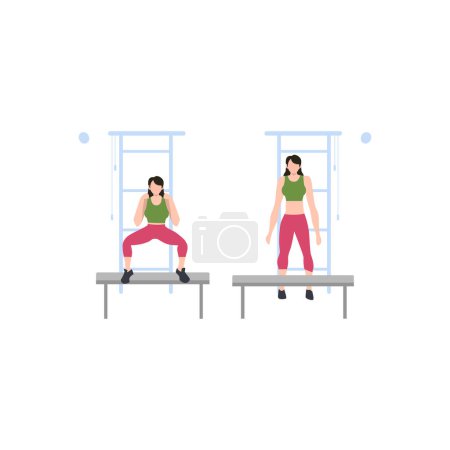 Illustration for The girls is exercising with the tables. - Royalty Free Image