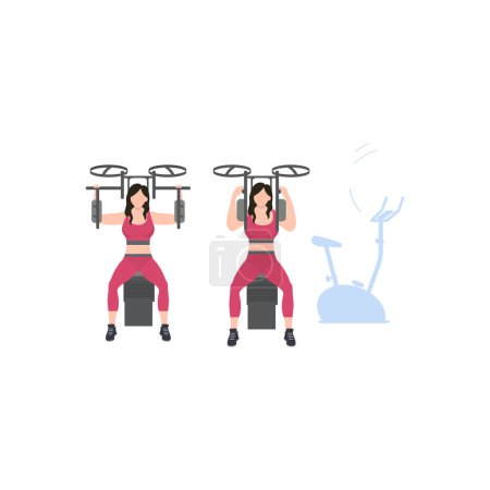 Ilustración de Las niñas están haciendo ejercicio con máquinas de gimnasio. - Imagen libre de derechos