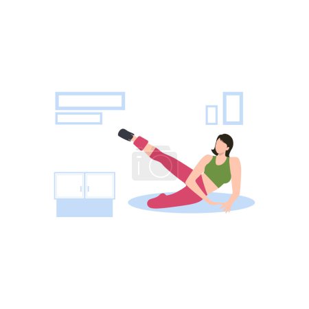 Illustration for The girl is doing leg exercises. - Royalty Free Image