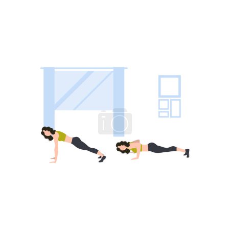 Illustration for The girls are doing push-ups. - Royalty Free Image