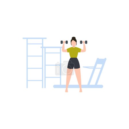 Illustration for Girl exercising with dumbbells. - Royalty Free Image