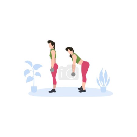 Illustration for Girls exercise with dumbbells. - Royalty Free Image