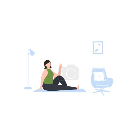 Illustration for The girl is exercising at home. - Royalty Free Image