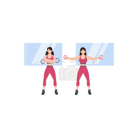 Illustration for The girl is doing a stretching exercise. - Royalty Free Image