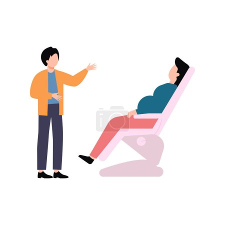 Illustration for A doctor is examining a pregnant woman. - Royalty Free Image