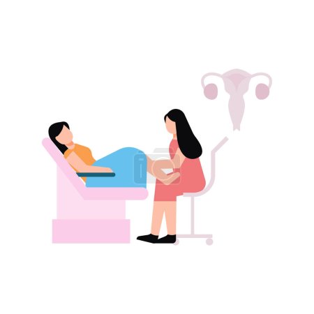 Illustration for A pregnant woman is visiting a gynecologist for a check-up. - Royalty Free Image