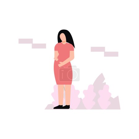 Illustration for A pregnant woman is standing at home. - Royalty Free Image