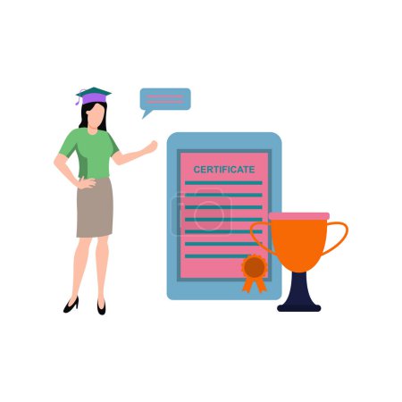 Illustration for The girl has an educational certificate. - Royalty Free Image