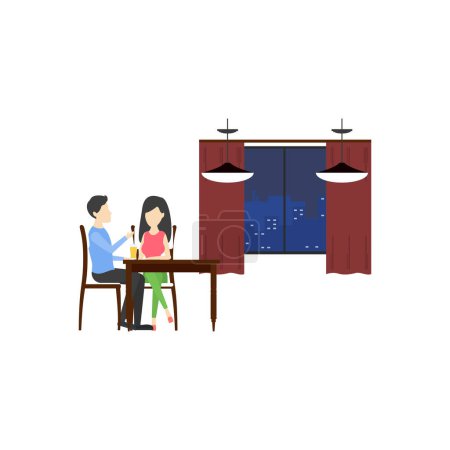 Illustration for Couple drinking beer in restaurant. - Royalty Free Image