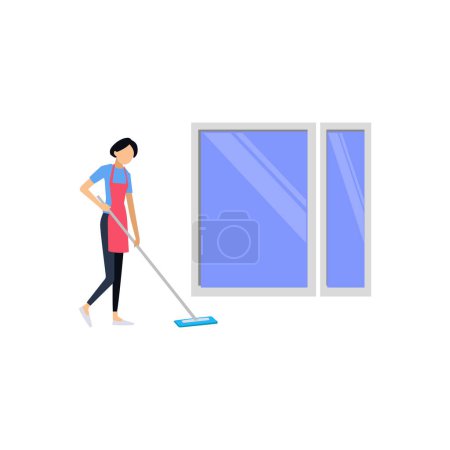 Illustration for The girl is cleaning the floor. - Royalty Free Image