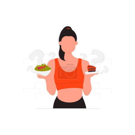 Illustration for The girl is eating a weight loss diet. - Royalty Free Image