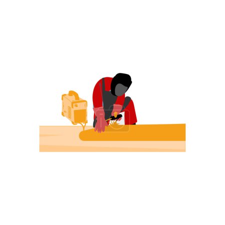 Ilustración de Un trabajador está soldando una tubería. - Imagen libre de derechos
