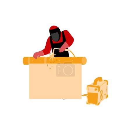 Illustration for A worker wearing a mask doing his job. - Royalty Free Image