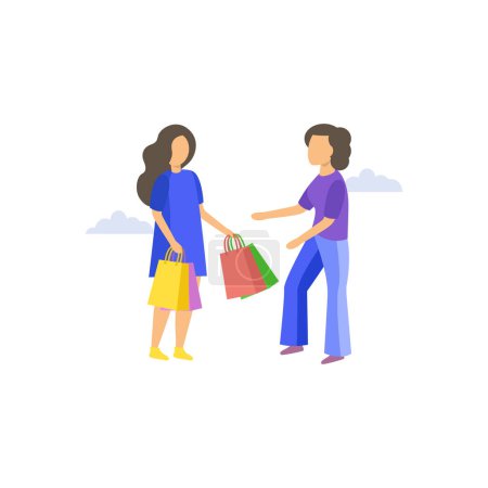 Téléchargez les illustrations : Les filles font du shopping. - en licence libre de droit