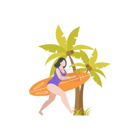 Illustration for The girl is going surfing. - Royalty Free Image