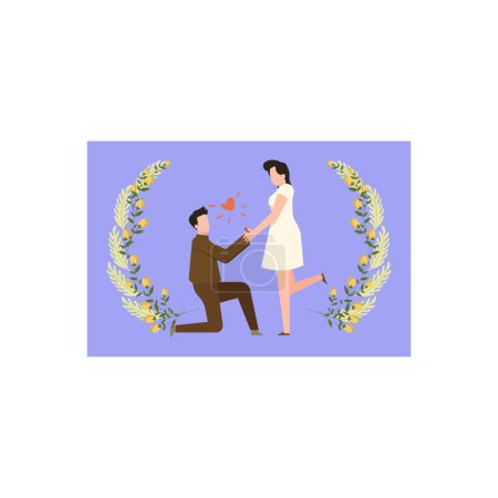 Téléchargez les illustrations : Le garçon a demandé en mariage à la fille à genoux. - en licence libre de droit
