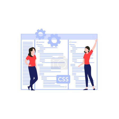 Illustration for Girls are coding CSS. - Royalty Free Image
