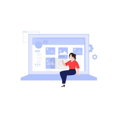 Illustration for The girl is sitting on the laptop. - Royalty Free Image