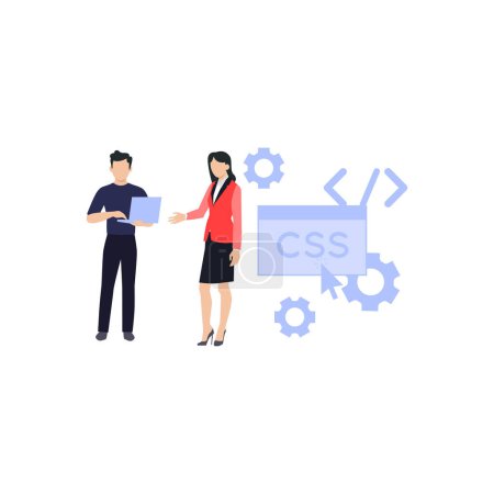Illustration for Boy and girl working on CSS coding. - Royalty Free Image