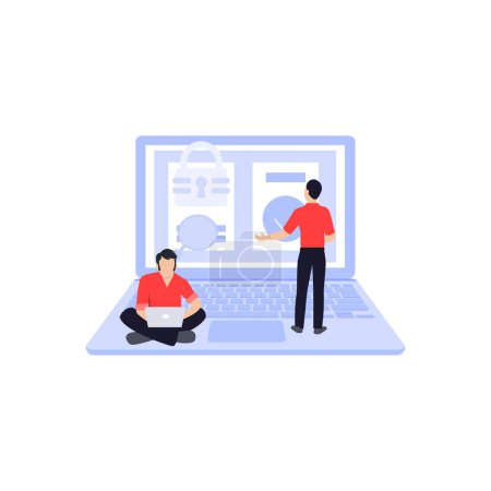 Illustration for Boys working on laptop. - Royalty Free Image