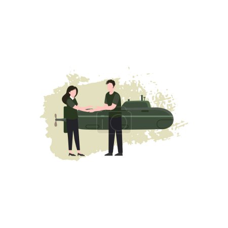 Illustration for Boy and girl shaking hands. - Royalty Free Image